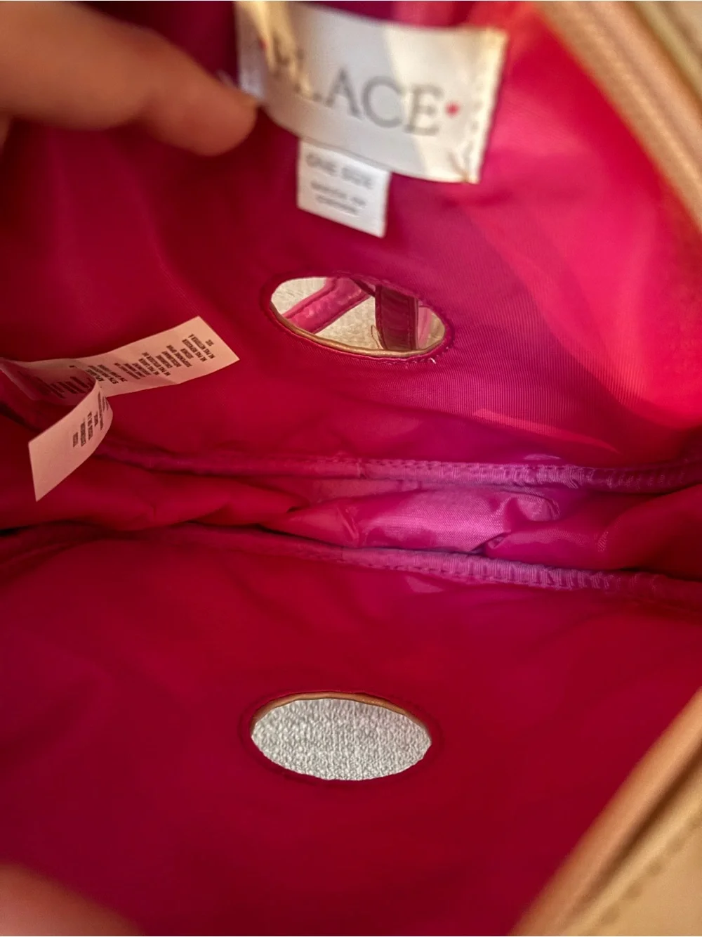 Place Metallic Gold Mini Backpack with Hot Pink Interior